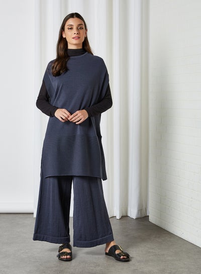 Buy Loose Shape Wide Leg Pants Navy in Saudi Arabia