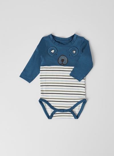 Buy Stripes Pattern Long Sleeve Bodysuit Stellar in UAE