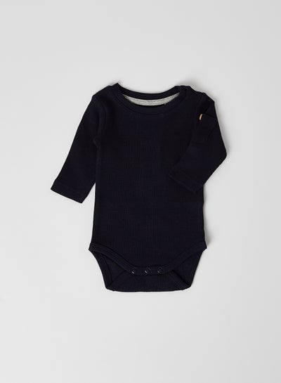 Buy Waffle Knitted Pattern Bodysuit Dark Sapphire in UAE