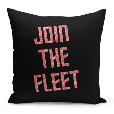 Buy Join The Fleet Quote Printed Pillow Black/Pink 16x16inch in Saudi Arabia