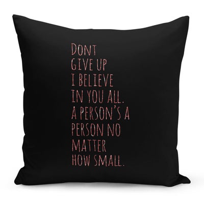 Buy Dont Give Up Quote Printed Decorative Pillow Black/Pink 16x16inch in Saudi Arabia