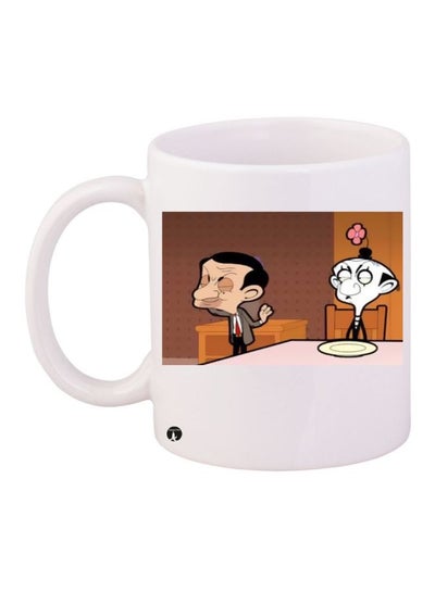 Buy Mr. Bean Printed Coffee Mug White/Brown/Black in UAE