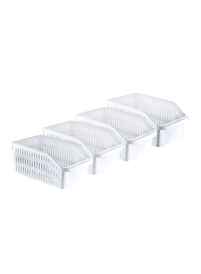 اشتري Pack Of 4 Orgamix Wide Fridge Organizers أبيض 20x30x13سم في السعودية