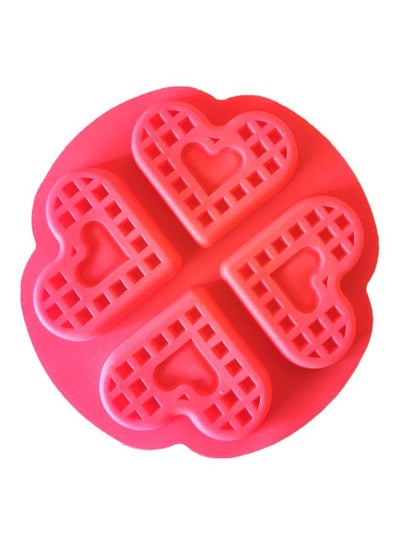 Buy 4-Cavity Heart Shaped Waffle Cake Mould Red 17x17cm in Saudi Arabia