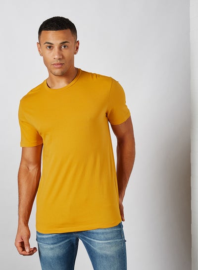 Buy Slub Knit Short Sleeve T-Shirt Mustard in Egypt