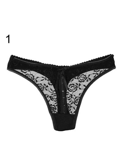 Buy Women's Lace V-string Briefs Panties Thongs G-string Lingerie Underwear Black in Saudi Arabia