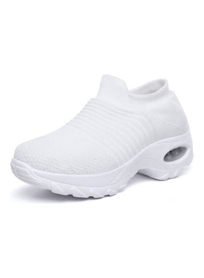 Buy Flying Knitted Breathable Mother Anti Slip Wear Resistant Outdoor Casual Socks Shoes white in Saudi Arabia