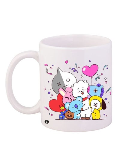 Buy BT21 Printed Coffee Mug White/Pink/Yellow 11ounce in UAE