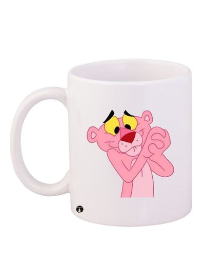 Buy Pink Panther Printed Coffee Mug White/Pink/Yellow 11ounce in UAE