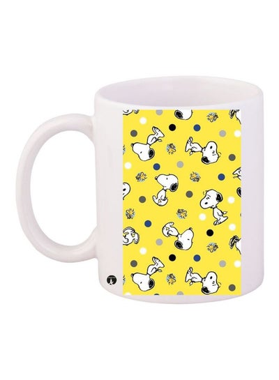 Buy Snoopy Printed Coffee Mug White/Yellow/Black in UAE