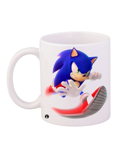 Buy Sonic The Hedgehog Printed Ceramic Coffee Mug White/Blue/Red in Egypt