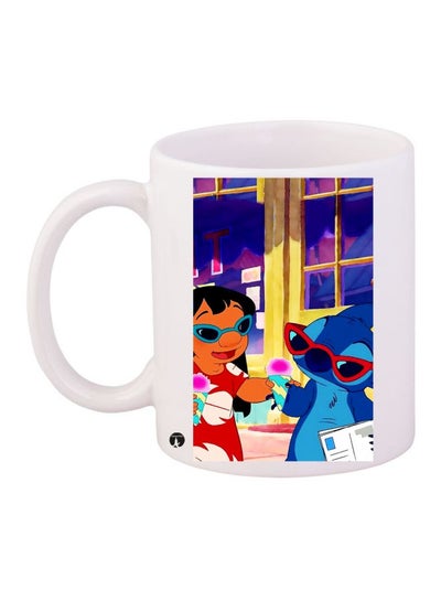 Buy Lilo And Stitch Printed Coffee Mug White/Blue/Red in UAE