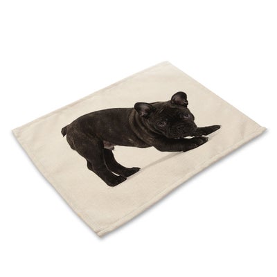 Buy French Bulldog Printed Kitchen Place Mat white 32x42cm in UAE