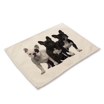 Buy French Bulldog Printed Kitchen Place Mat white 32x42cm in UAE