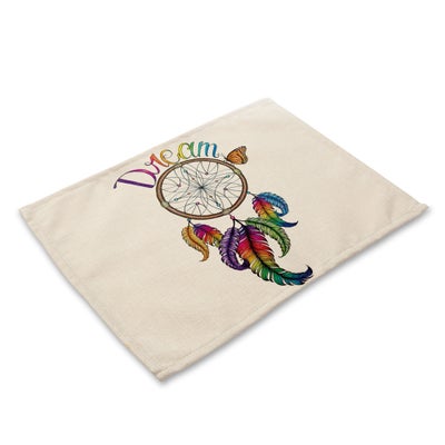 Buy Hand-painted Dream Met Prints Water And Heat Resistant Anti-slip Place Mat white 32x42cm in UAE