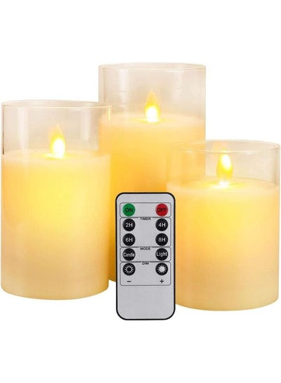 Buy 3-Piece LED Flameless Candle Set White in UAE