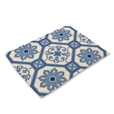 Buy Creative Geometric Pattern Printed Kitchen Place Mat Multicolour 32x42cm in UAE