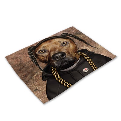 Buy Fashion Dress Dog Printed Cotton And Linen Table Mat multicolour 32x42cm in Saudi Arabia