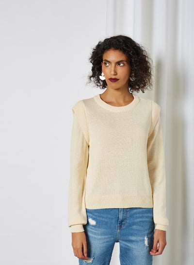 Buy Knitted Long Sleeve Sweater Ecru in Egypt