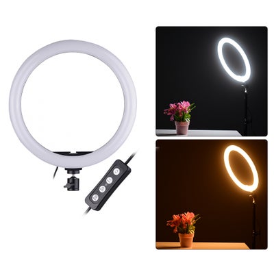 Buy LED Ring Light Compact Size Fill-in Lamp 24W Dimmable with Smartphone Holder 2 Ball Heads Multicolor in Egypt