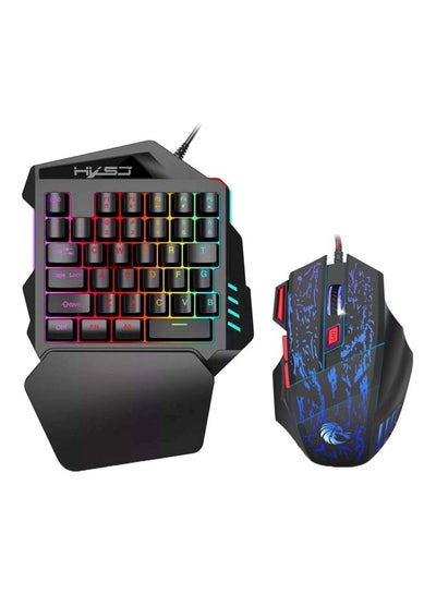 Buy V100 One-Handed Gaming Keyboard And Mouse Set Black in Saudi Arabia