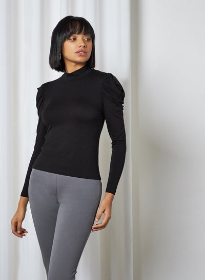 Buy Puff Sleeve Top Black in UAE