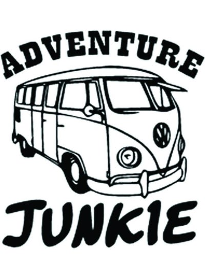 Buy E307 Adventure Junkie Printed Car Sticker 15X15 cm Black/White in Egypt