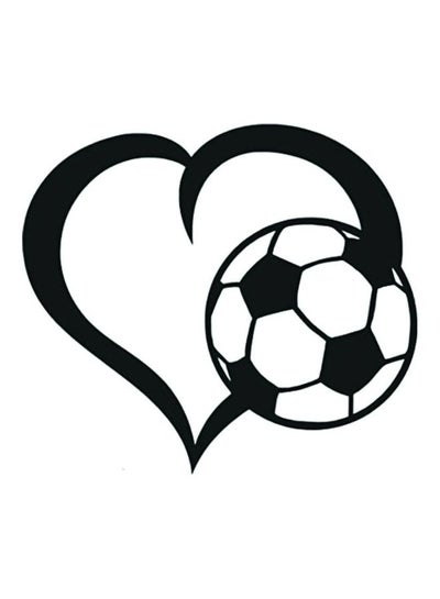 Buy E120 Heart and Football Printed Car Sticker 15X15 cm Black/White in Egypt
