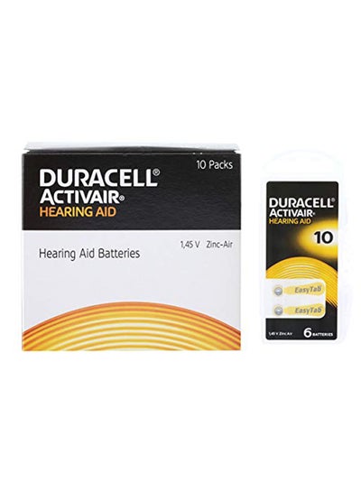 Buy Duracell Activair 1.45V Hearing Aid Batteries - Pack Of 60 Pieces in UAE