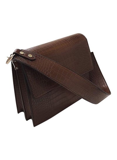 Buy Textured Crossbody Bag Brown in Saudi Arabia