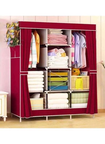 Buy Multi Tier Wardrobe Red/White 130x170x45cm in UAE