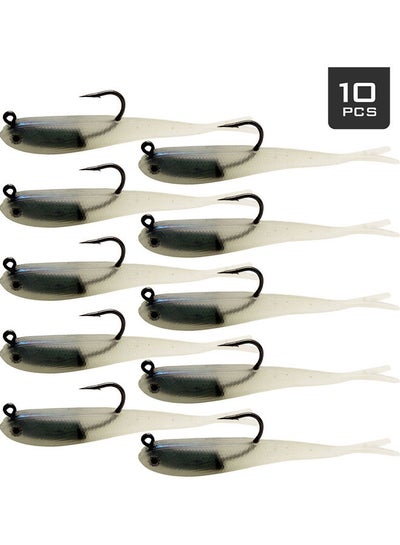 Buy 10Pcs 75mm 6g Fishing Lures with Jig Head Hook Jigs Soft Fishing Bait 10*2*8cm in Saudi Arabia