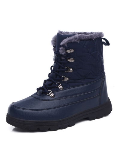 Buy Waterproof High Tube Lace-Up Boots Blue/Black in UAE