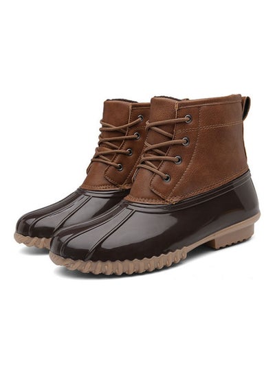 Buy Round Top Snow Lace-Up Boots Dark Brown in UAE