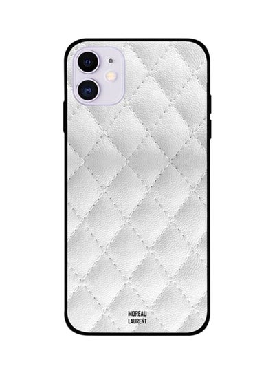 Buy Protective Case Cover For iPhone 11 White Leather Stitched Pattern in Egypt