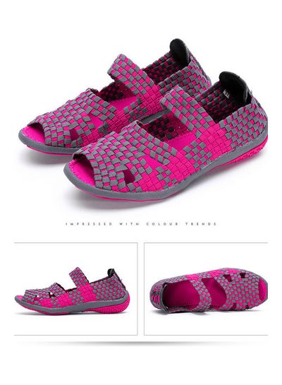 Buy Elastic Belt Leisure Casual Sandals Pink/Grey in Saudi Arabia