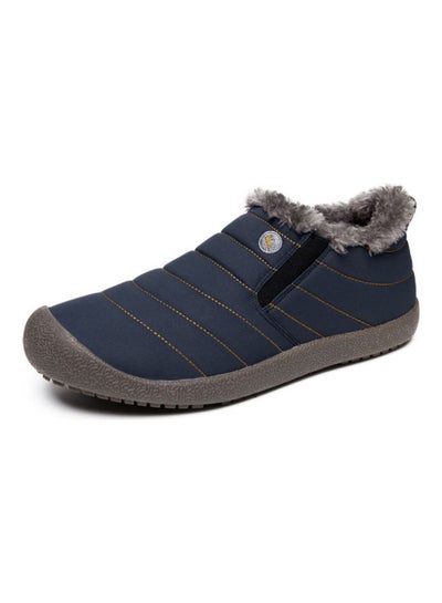 Buy Waterproof Plush Slip-On Snow Boots Blue/Brown in UAE