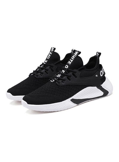 Buy Breathable Mesh Lace-Up Low Top Sneakers Black in Saudi Arabia