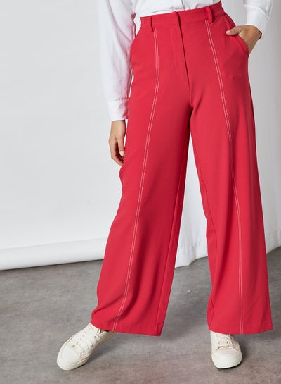 Buy Seam Detailed Two Pockets Pant Red in Egypt