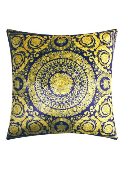 Buy Baroque Style Printed Cushion Cover Blue/Yellow 45x45cm in UAE