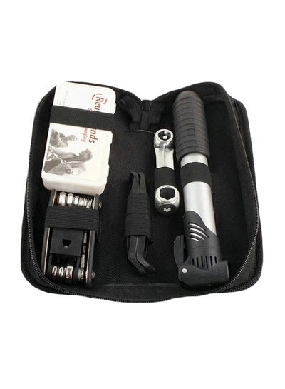 Buy Bicycle Tire Repair Kit With Bike Air Pump Saddle Bag 23 x 12 x 8cm in UAE