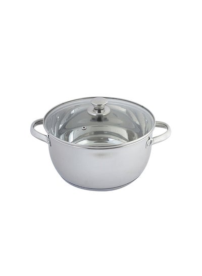 Buy Stilo Casserole With Induction Bottom And Glass Lid Silver 26cm in Saudi Arabia