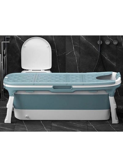 Buy Bathtub Cover Blue/White 135X215X62cm in Saudi Arabia