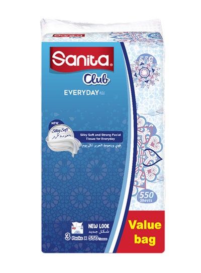 Buy Sanita Club 550 sheet Soft Facial Tissues Set of 3 White in Egypt