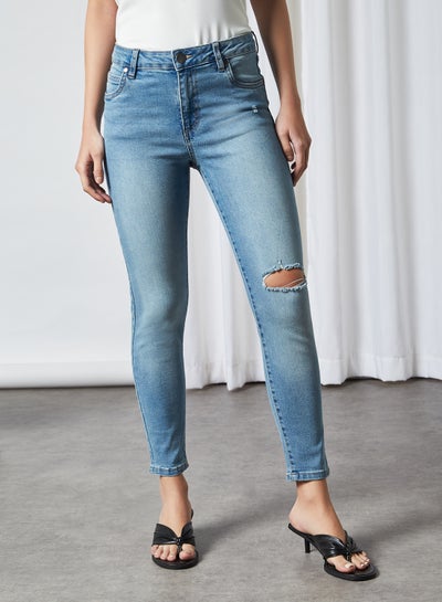 Buy Distressed Style Grazer Skinny Jean Authentic Blue in Saudi Arabia