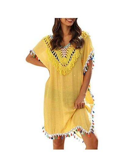 Buy Women Bikini Swimsuit Swimwear Crochet Smock Beach Cover Up multicolour in Saudi Arabia