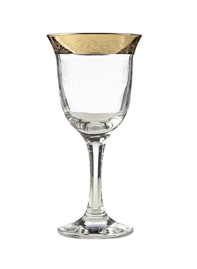 Buy Set Of 6 Elegant Wine Glasses Gold/Clear in Saudi Arabia