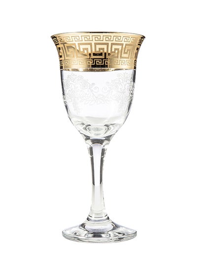 Buy Set Of 6 Elegant Wine Glasses Gold/Clear in Saudi Arabia