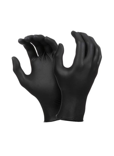 Buy 100-Piece Disposable Nitrile Gloves Set Black L in UAE