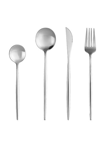 Buy 4 Piece Stainless Steel Cutlery Set Silver in Saudi Arabia